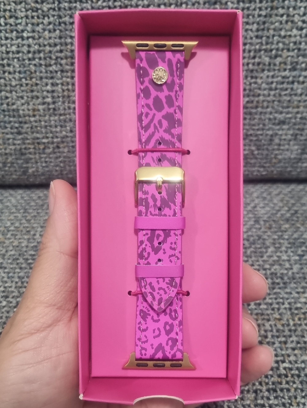 LILLY PULITZER Leather Apple Watch Band in Cerise Pink Pattern Play - Picture 9 of 13